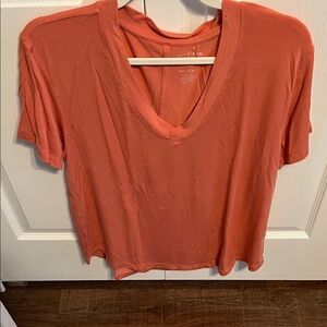 American Eagle Outfitters Coral V-Neck Tee